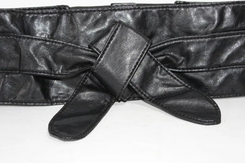 New Look New Look Faux-Leather Womens Cinch Belt 30" Black Y2K Wide