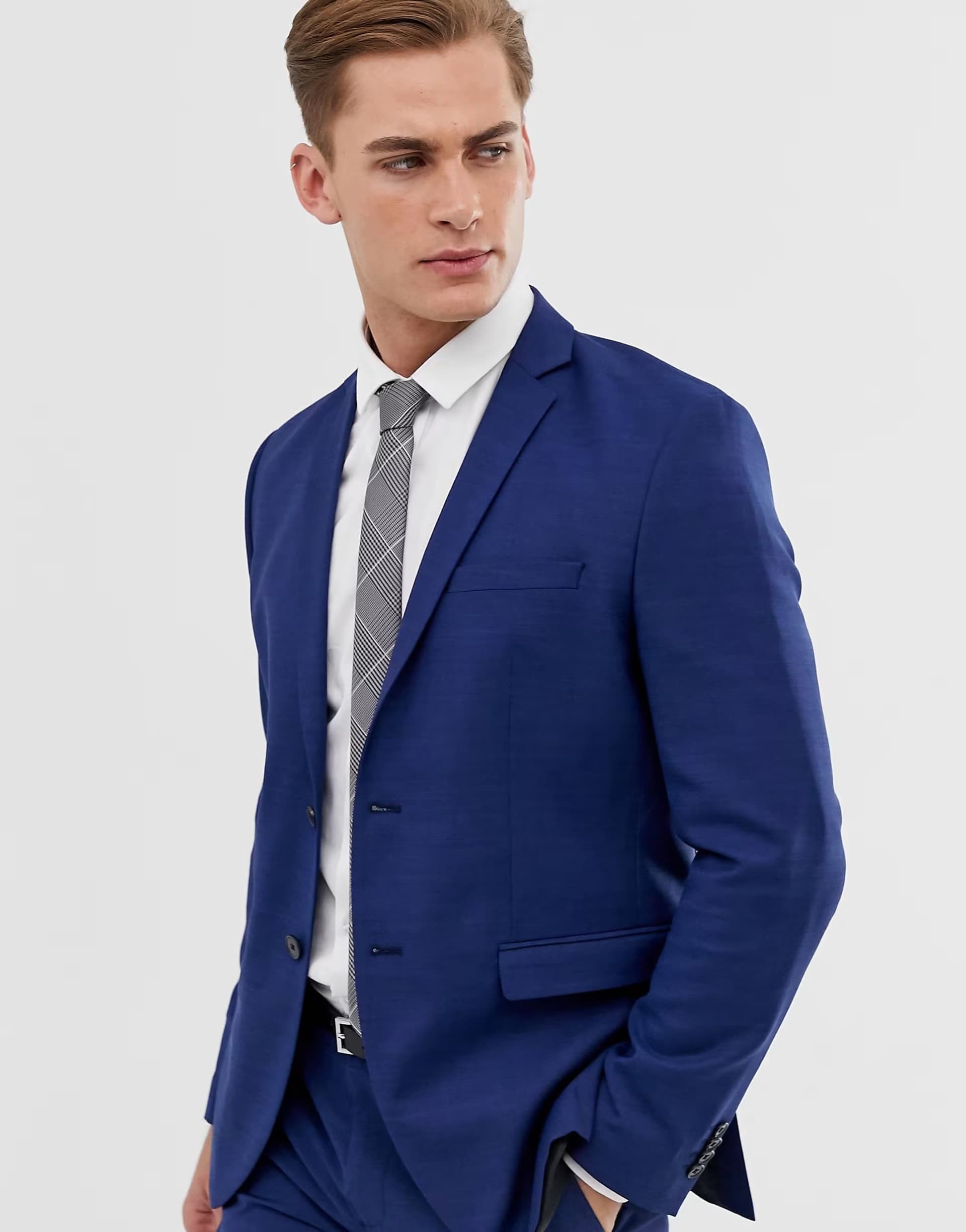 ASOS ASOS Jack & Jones Slim Fit Stretch Blazer in Medieval Blue