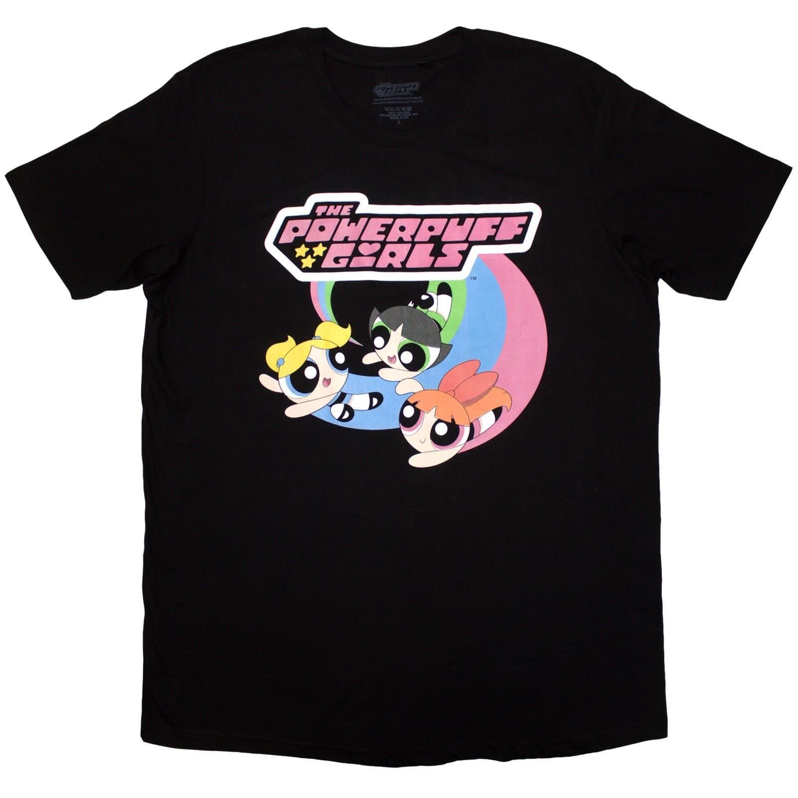 Powerpuff Girls Powerpuff Girls Men's Trio Flying Logo T-Shirt in Black