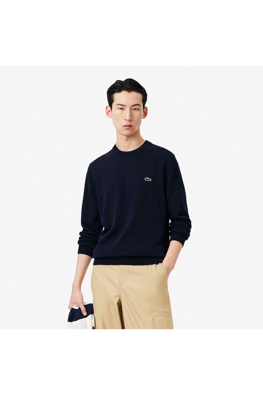 Lacoste Lacoste Men's Crew Neck Knit Jumper Navy - 4