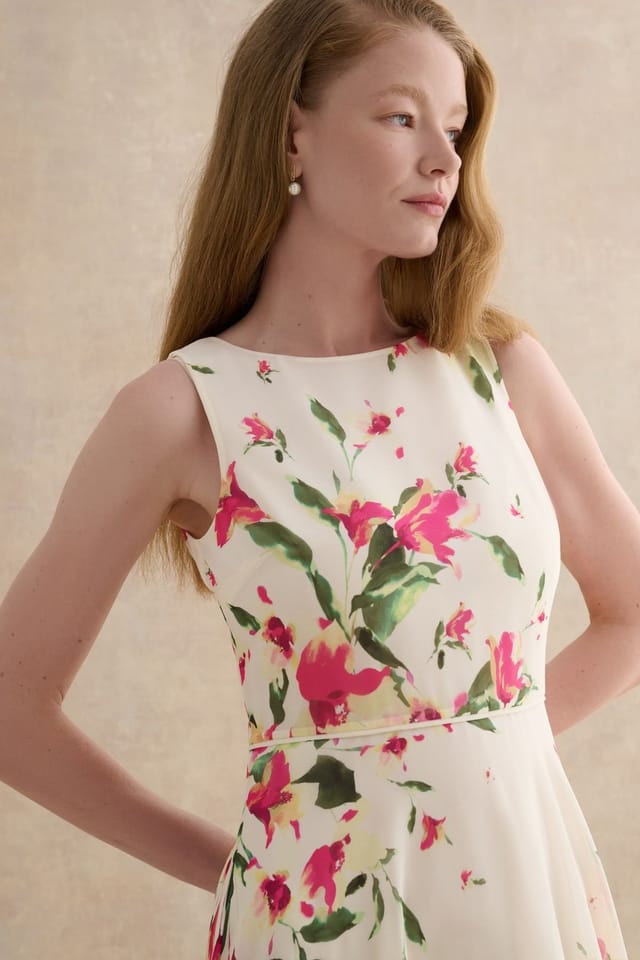 Hobbs London Hobbs London Women's Carly A-Line Midi Dress in Cream - 3