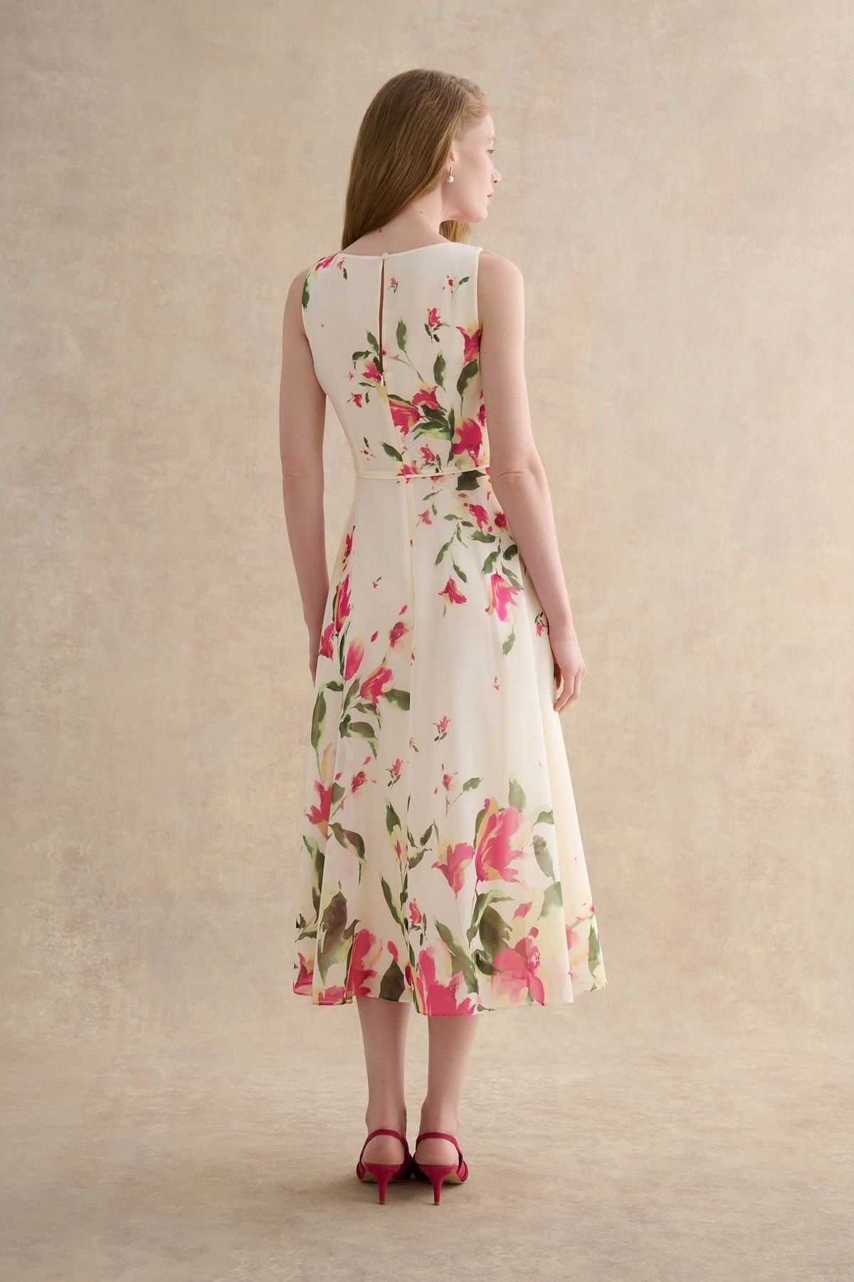 Hobbs London Hobbs London Women's Carly A-Line Midi Dress in Cream - 4