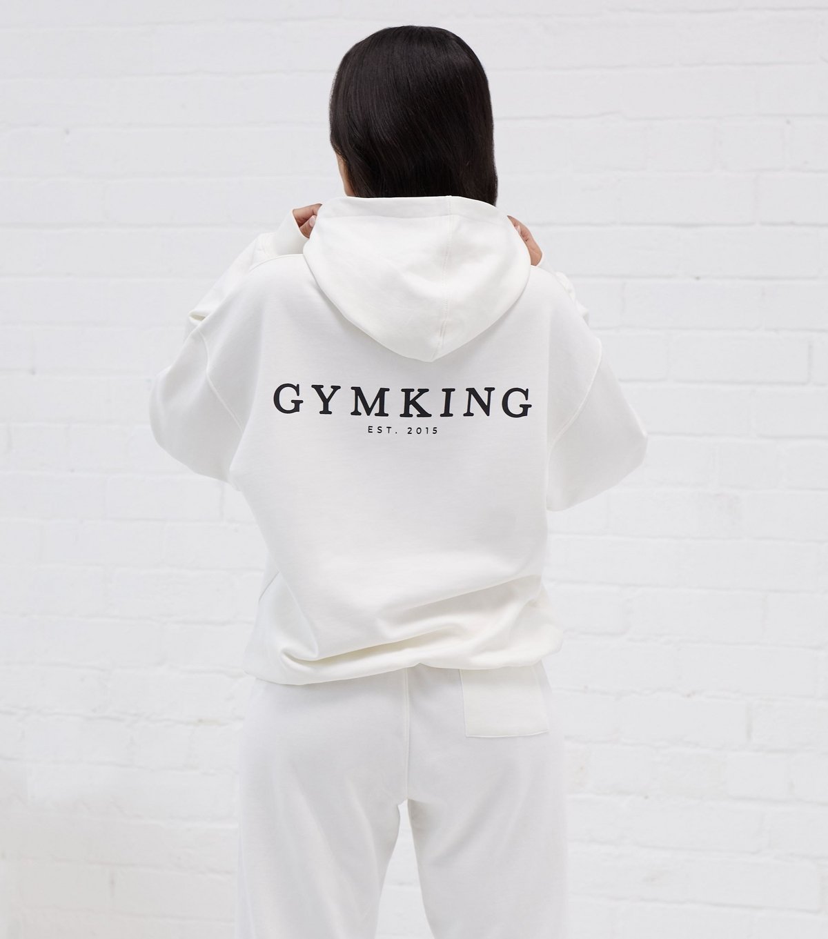 Gym King Women's Cream Relaxed Pullover Logo Hoodie Gym King New Look - 3