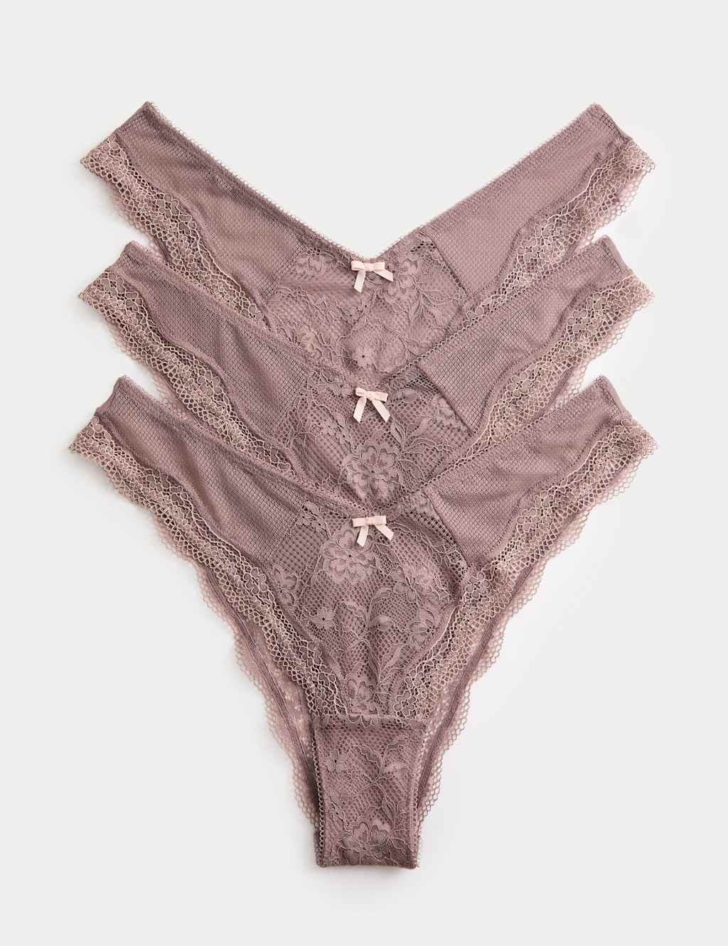 Marks & Spencer M&S 3pk Jasmine Lace Miami Knickers Praline