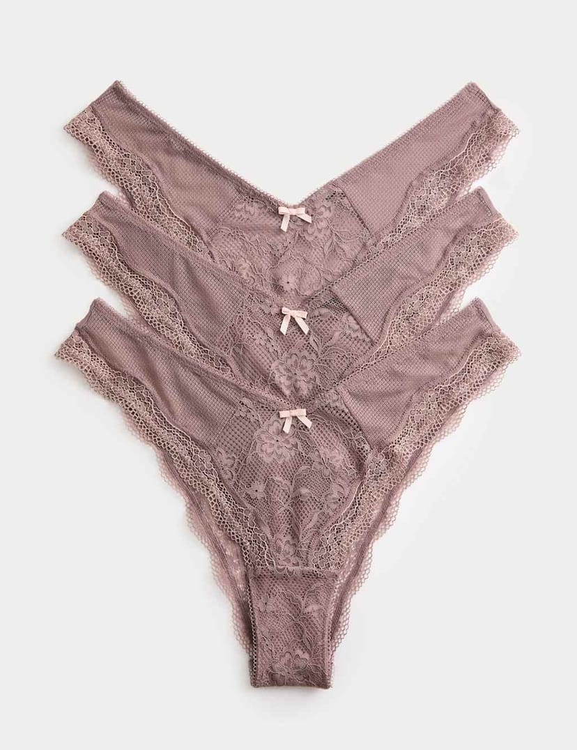 Marks & Spencer M&S 3pk Jasmine Lace Miami Knickers Praline - 1