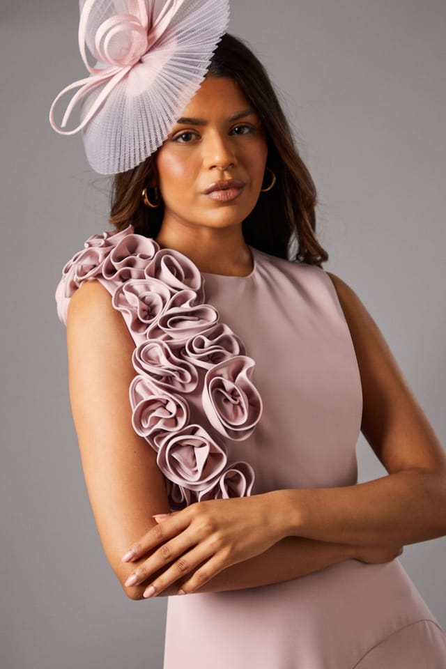 Coast Coast Women's Petite 3D Corsage High Low Dress in Dusky Pink - 3