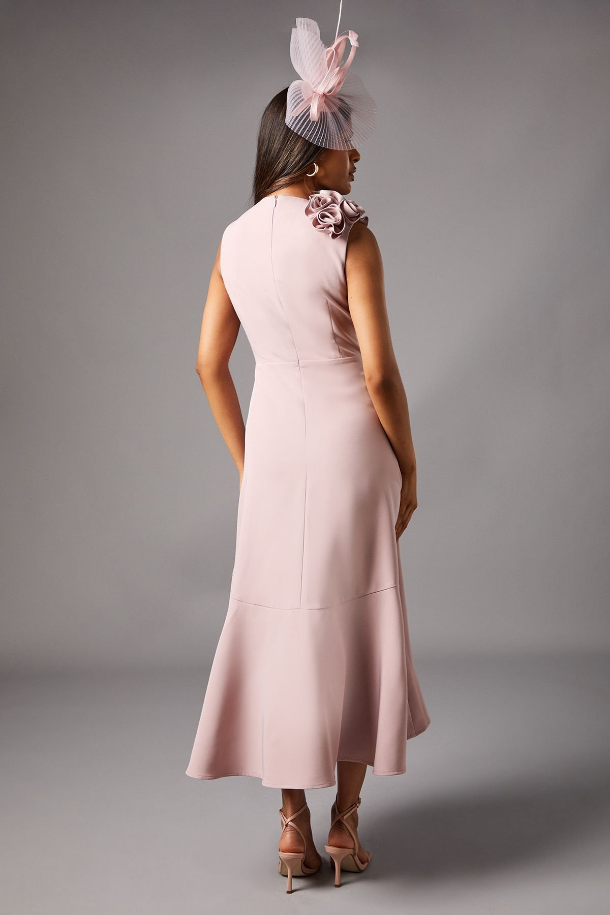 Coast Coast Women's Petite 3D Corsage High Low Dress in Dusky Pink - 4