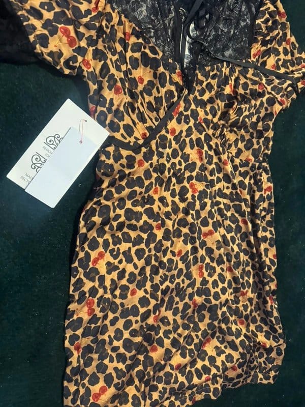 Never Fully Dressed Cherry & Leopard Print Midi Dress