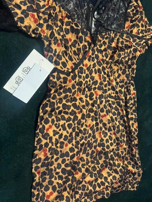 Never Fully Dressed Cute midi dress cherry + animal print new with tags