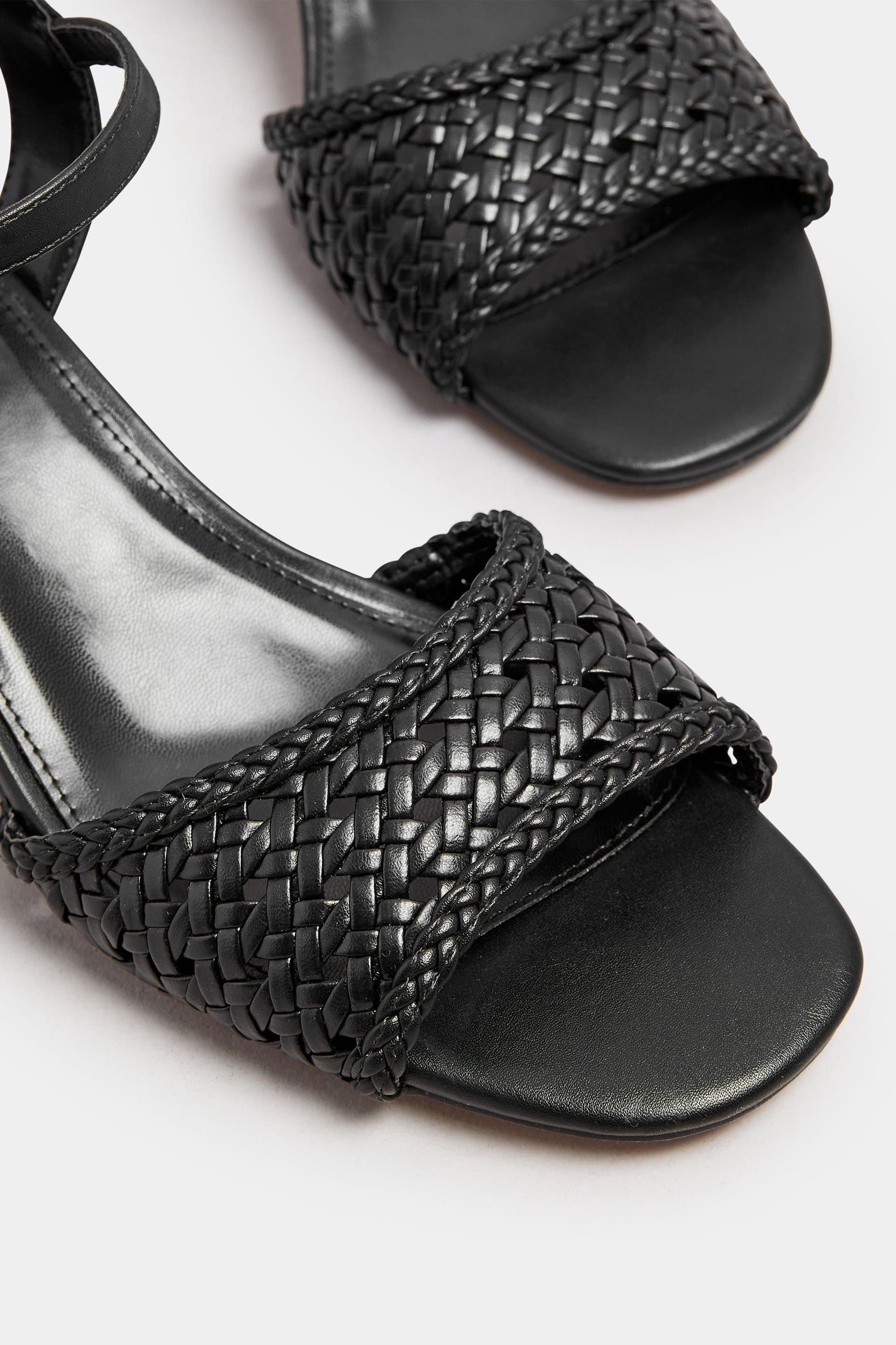 Long Tall Sally Long Tall Sally Women's Woven Strap Block Heels in Black - 4