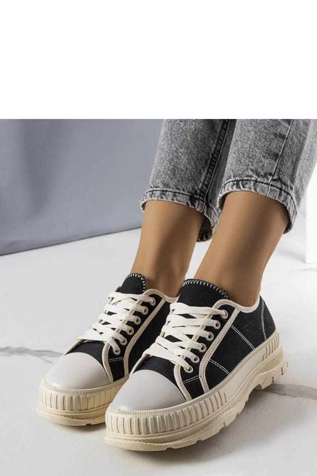 Love Lace Love Lace Women's Nichole Platform Sneakers with Textured Upper & Rubber Toe in Black - 2