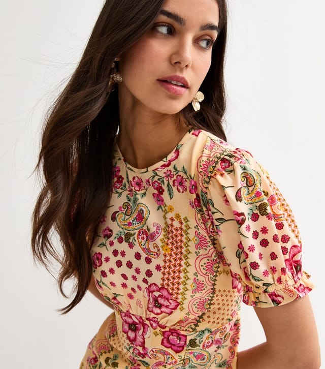 New Look Women's Yellow Floral Short Sleeve Midi Dress New Look - 2