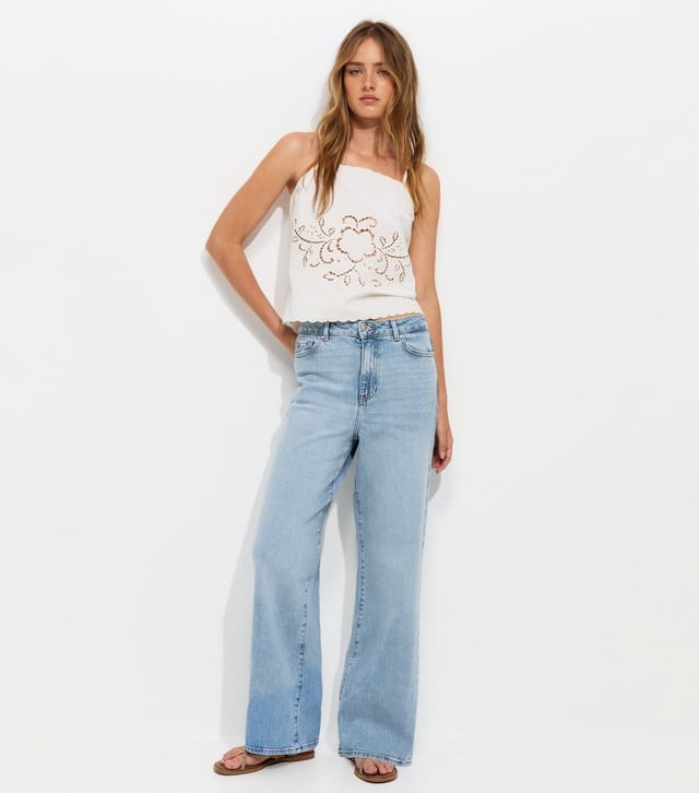 New Look Women's Light Blue Adalae Stretch Denim Wide Leg Jeans New Look - 3