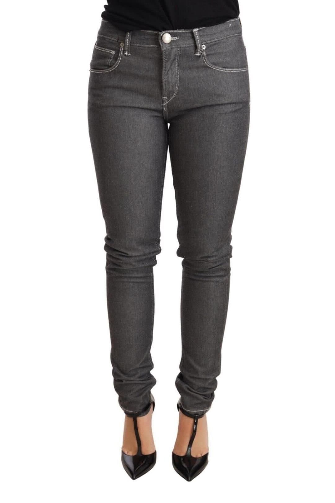 Acht Acht Women's Gray Low Waist Skinny Denim Trouser Jeans in Grey