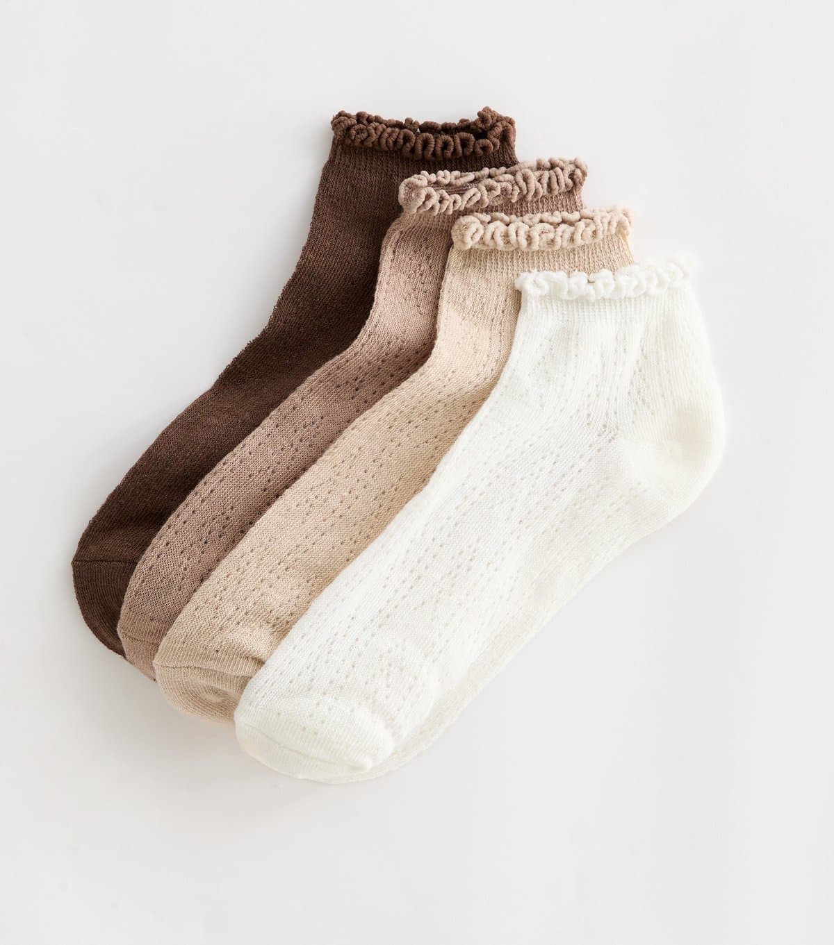 New Look Pack of 4 Multicoloured Pointelle Frill Trim Socks New Look