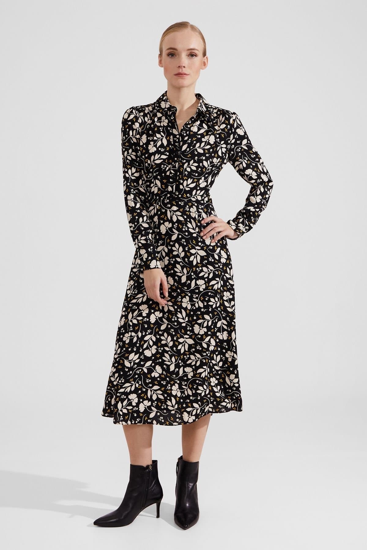 Hobbs London Hobbs London Women's Georgina Floral Shirt Dress in Black