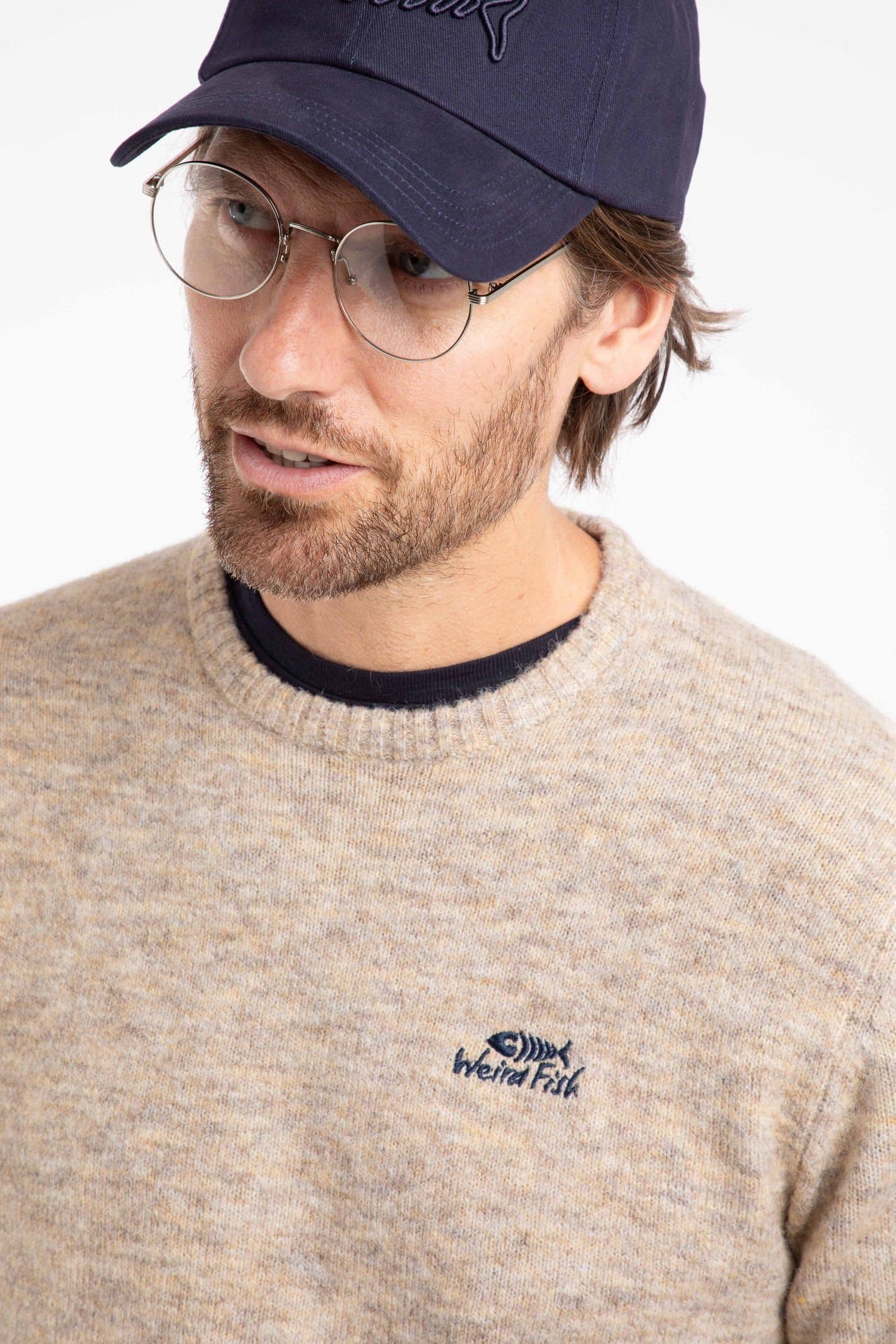 Weird Fish Weird Fish Men's Gorleston Crew Neck Jumper in Ecru