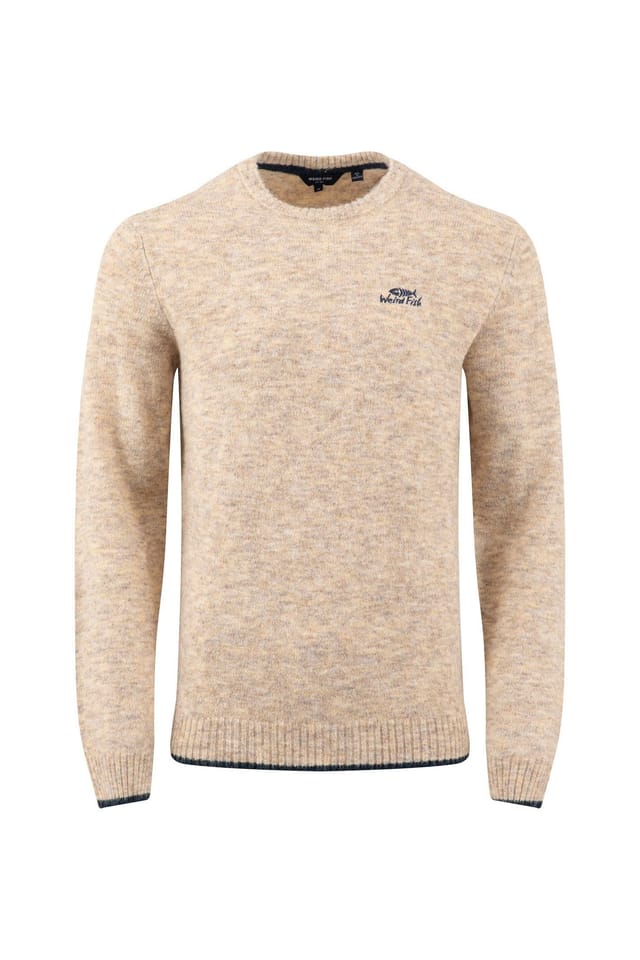 Weird Fish Weird Fish Men's Gorleston Crew Neck Jumper in Ecru - 2