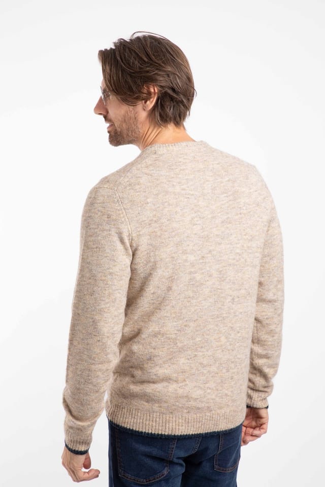 Weird Fish Weird Fish Men's Gorleston Crew Neck Jumper in Ecru - 3