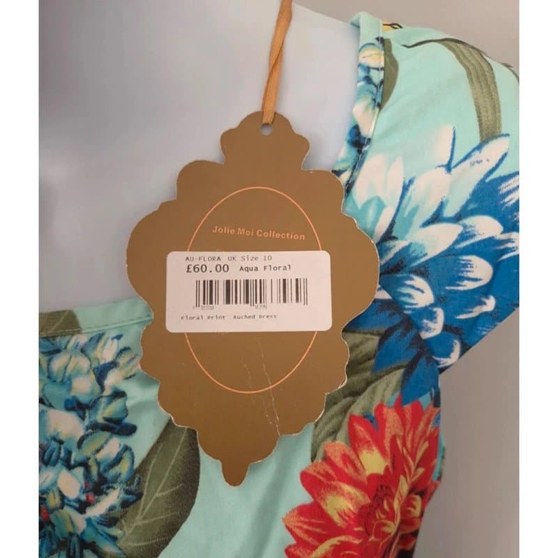 Jolie Moi Jolie Moi Aqua floral print ruched midi dress UK size 10 brand new with tags