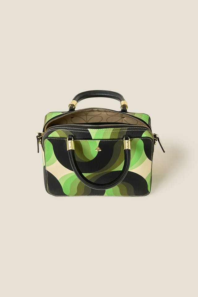 Orla Kiely Orla Kiely Women's Medium Block Handbag - Rolling Waves Electra in Green - 3