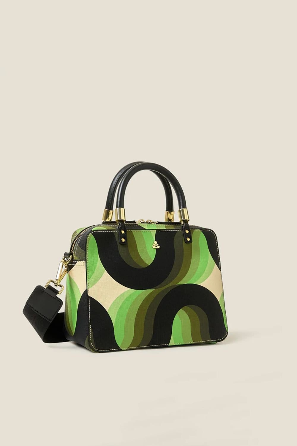 Orla Kiely Orla Kiely Women's Medium Block Handbag - Rolling Waves Electra in Green - 4