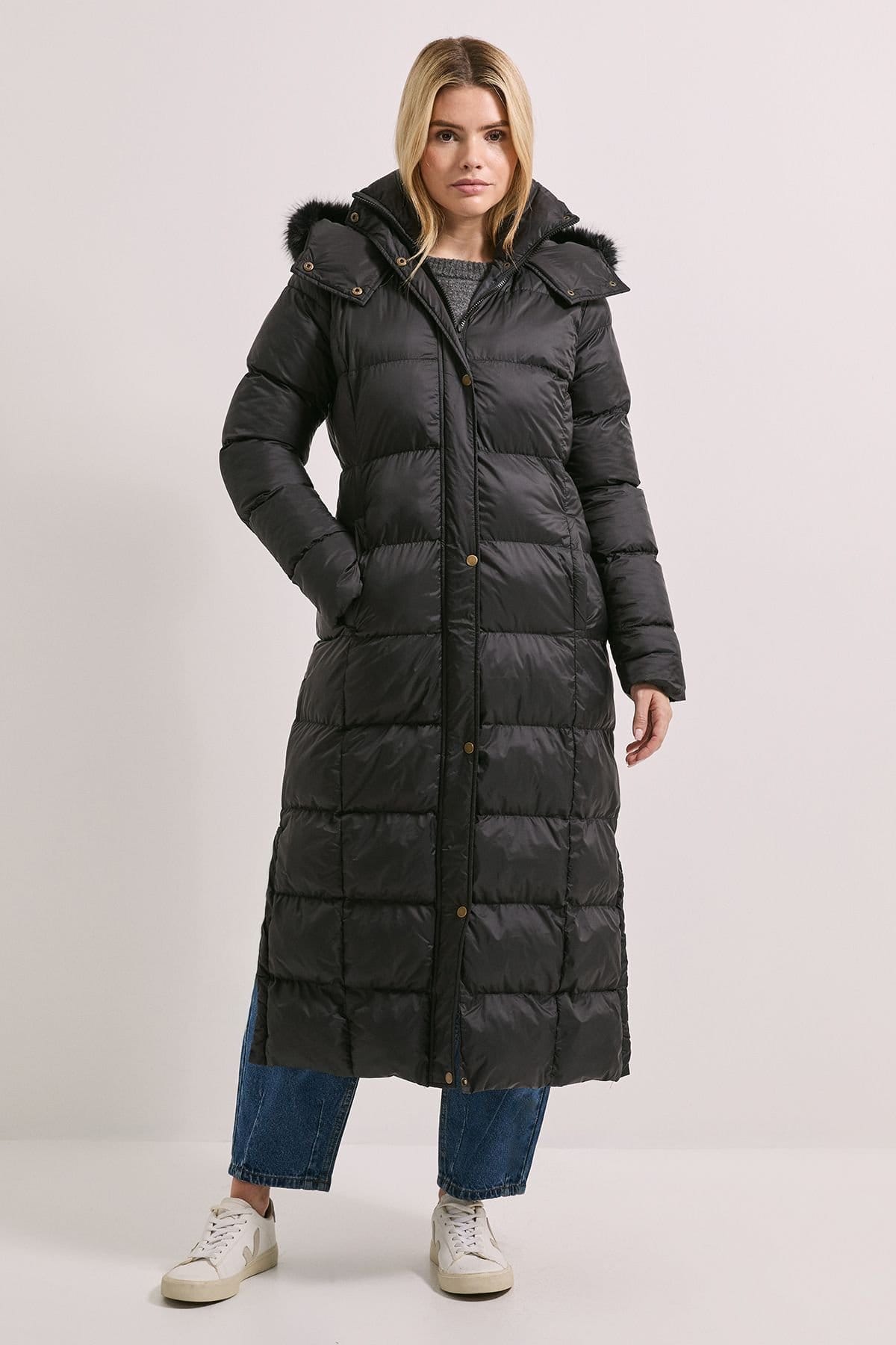 Dorothy Perkins Dorothy Perkins Women's Fur Trim Padded Puffer Coat in Black - 4
