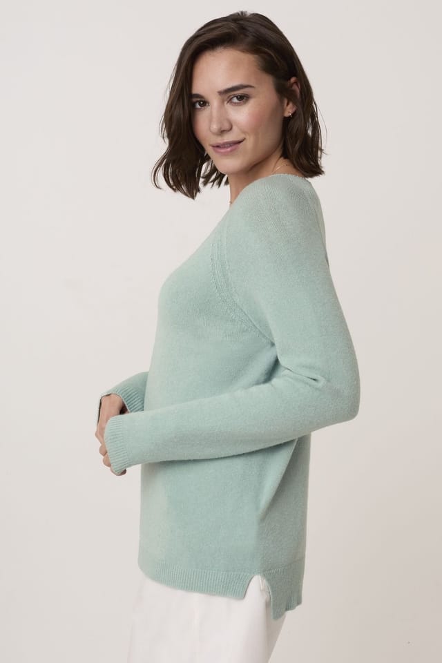 Celtic & Co Celtic & Co Women's Roll Edge Crew Neck Jumper in Duck Egg Blue - 3
