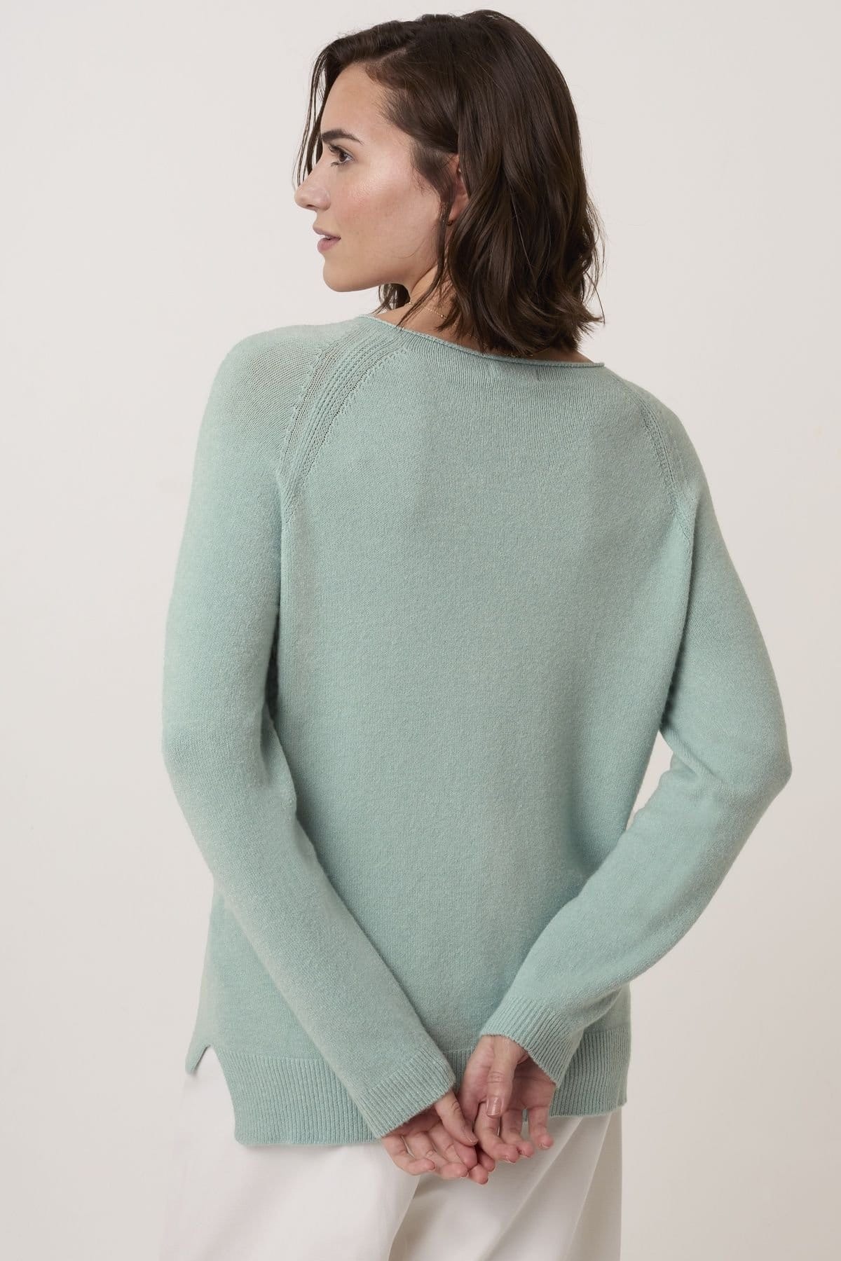 Celtic & Co Celtic & Co Women's Roll Edge Crew Neck Jumper in Duck Egg Blue - 4