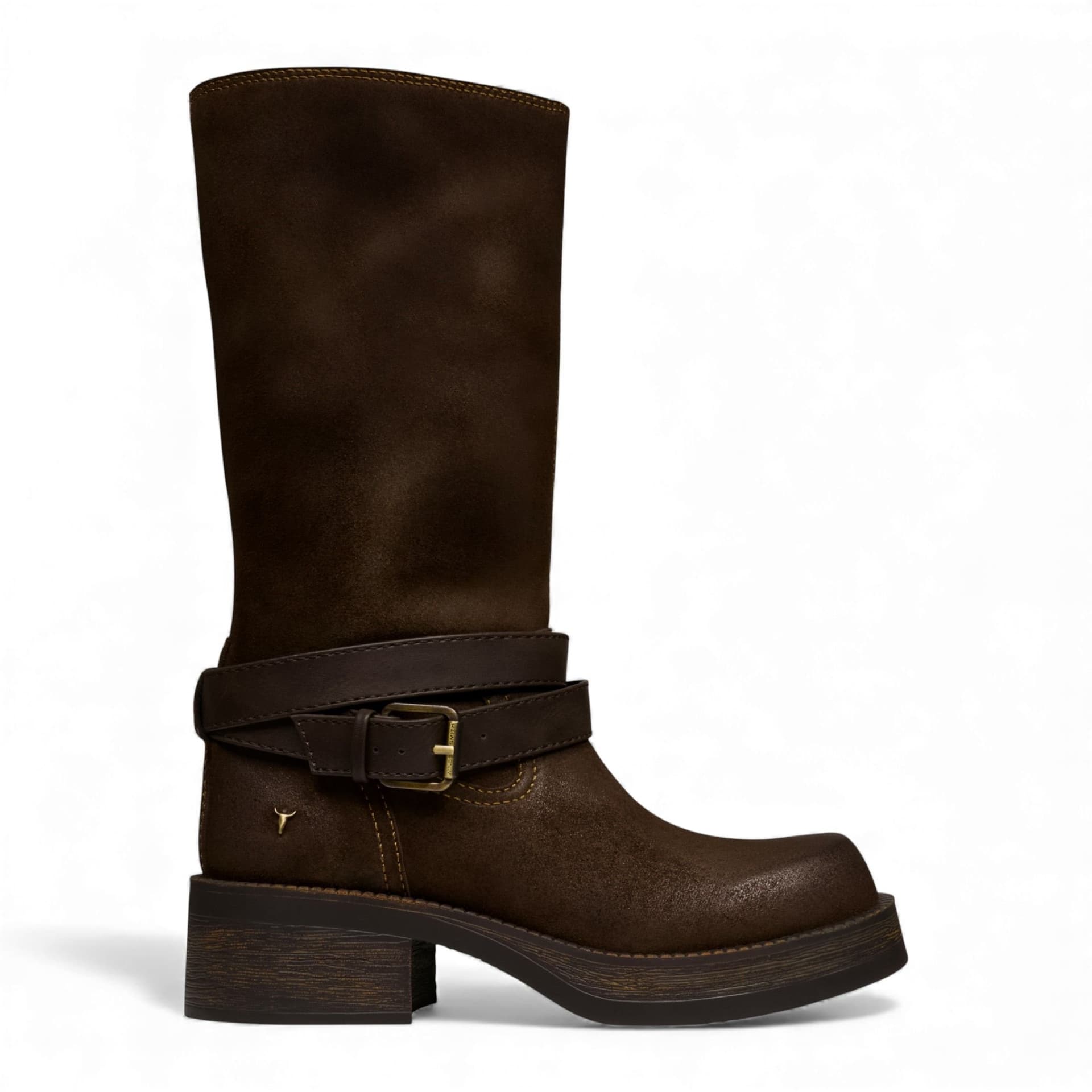 Windsor Smith Windsor Smith Women's Suede Leather Mid-Calf High Western Riding Cowboy Boots - Gotcha in Brown