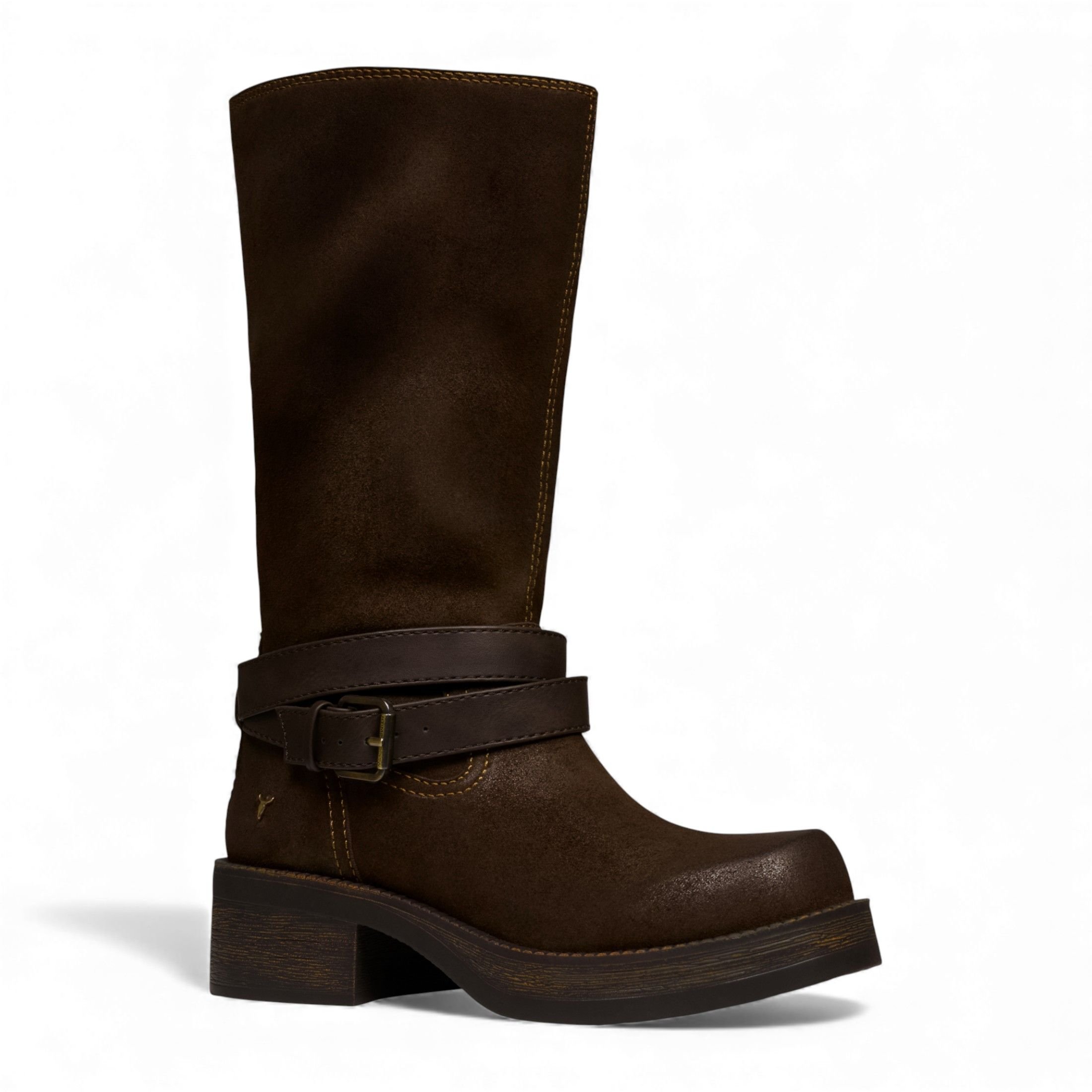 Windsor Smith Windsor Smith Women's Suede Leather Mid-Calf High Western Riding Cowboy Boots - Gotcha in Brown - 2