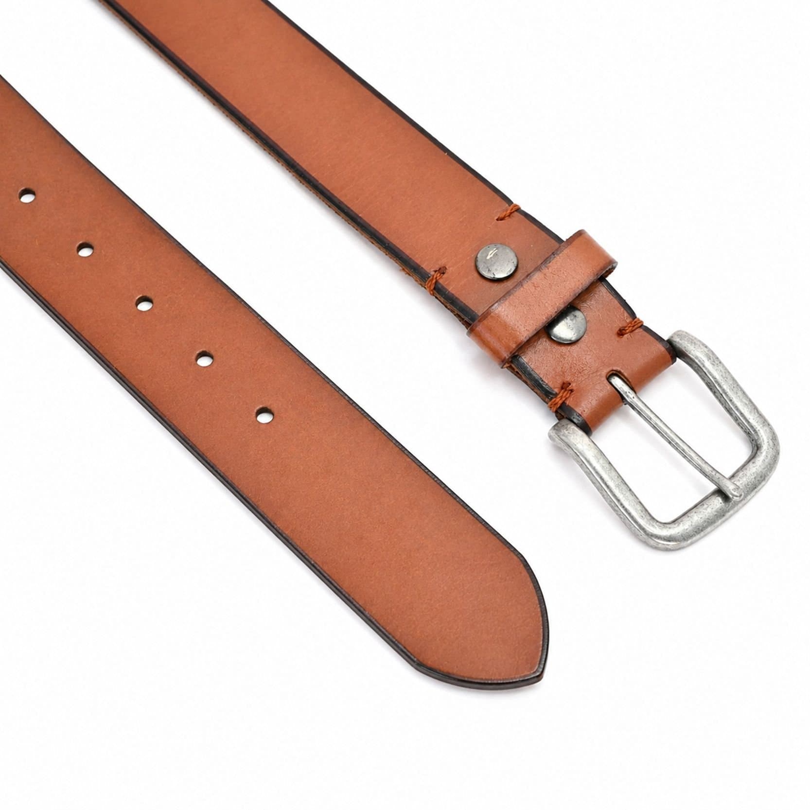 Lucini Lucini Men's Premium Leather Casual Belt in Tan