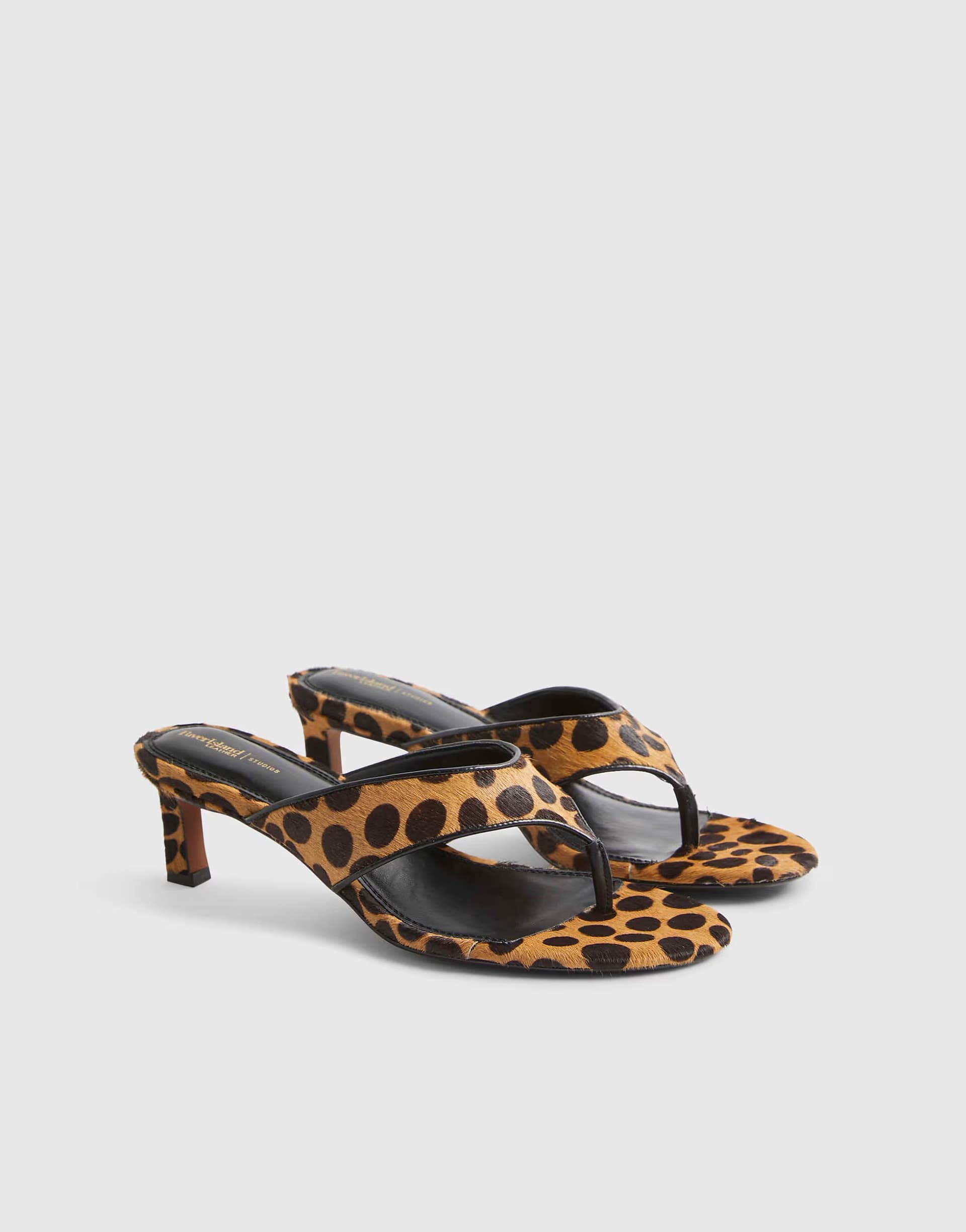 ASOS River Island Leopard print toe thong mule sandals in brown