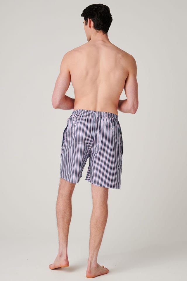 British Boxers British Boxers Men's "Red Pop Stripe" Crisp Cotton Sleep Shorts - 3