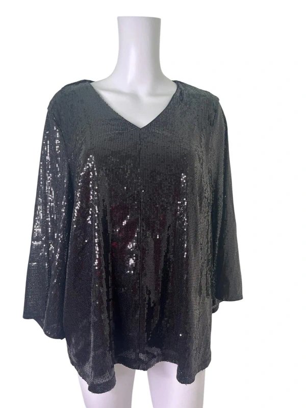 Fransa Fransa sequin top t-shirt size medium black occasion womens new eu42 - rrp £60 - 1