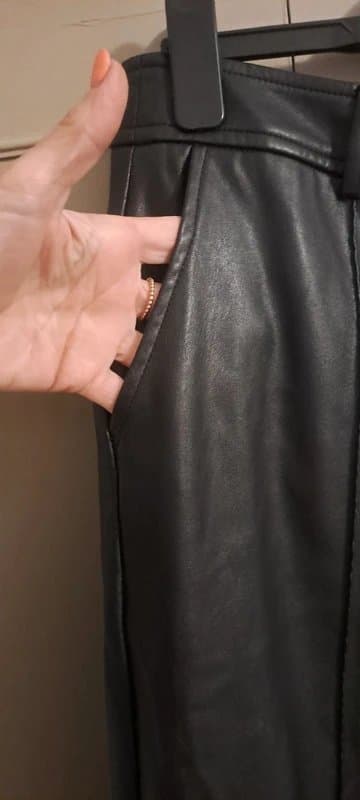 New Look Leather look wide leg trousers