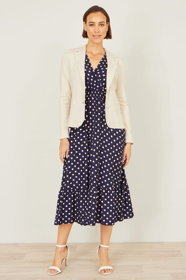 Yumi Yumi Women's Beige Stretch Cotton Blazer - 3