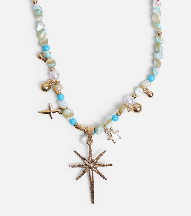 Public Desire Turquoise Beaded Star Pendant Necklace Public Desire New Look - 2