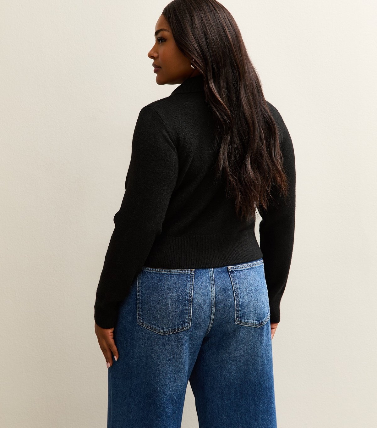 New Look Women's Plus Size Black Knit Collared Cardigan Curves New Look - 4