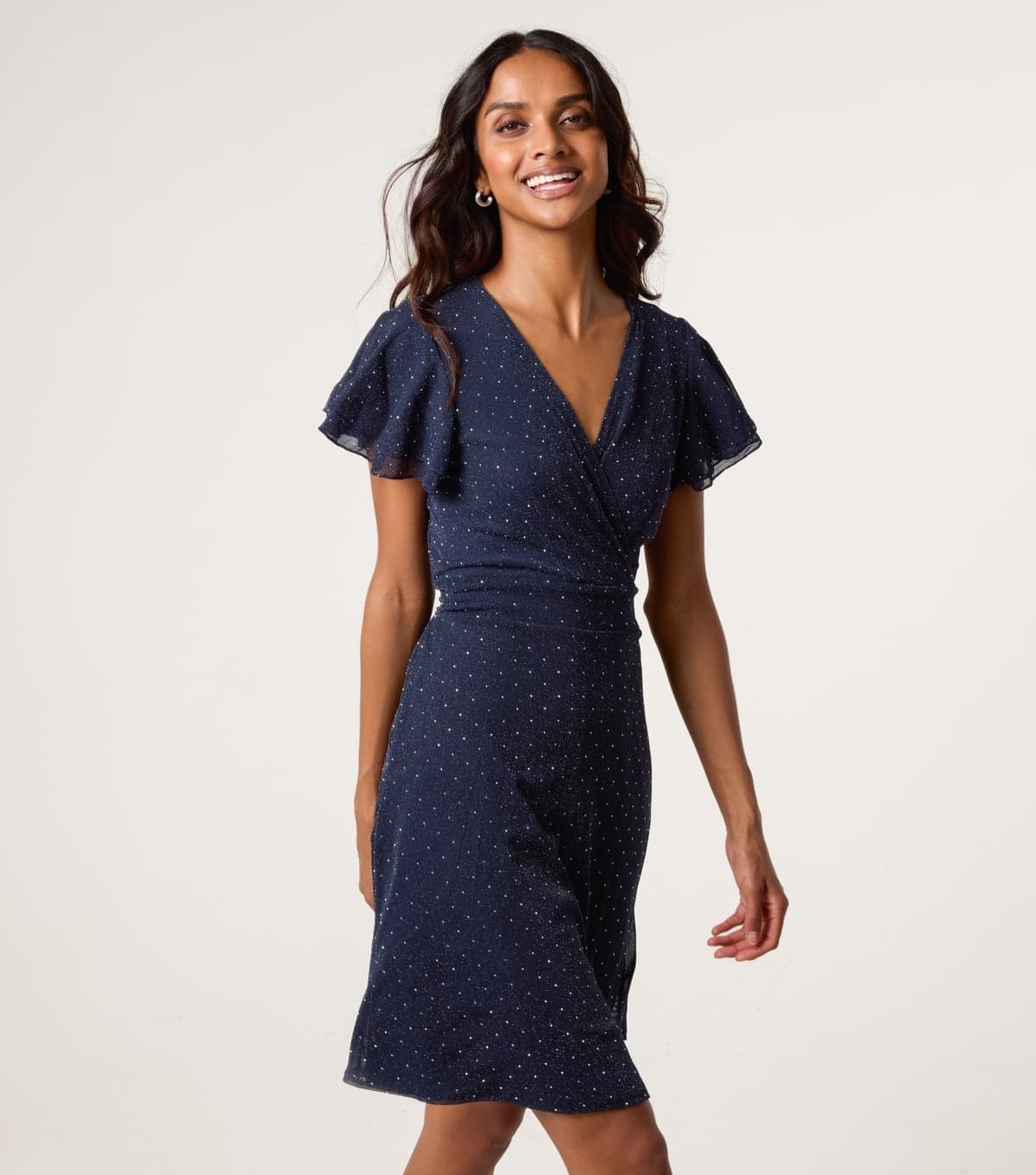 Blue Vanilla Women's Navy Diamanté Wrap Mini Dress Blue Vanilla New Look