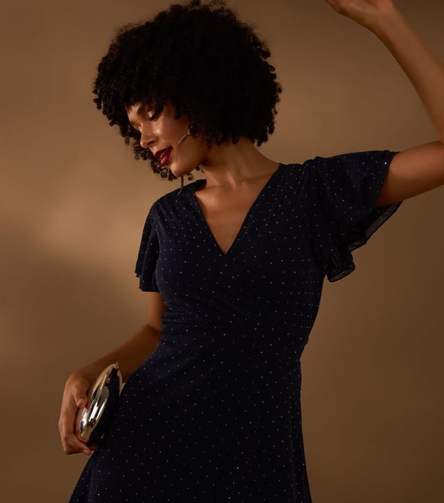 Blue Vanilla Women's Navy Diamanté Wrap Mini Dress Blue Vanilla New Look - 2