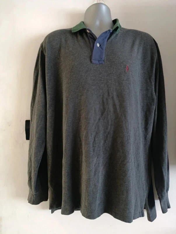 Ralph Lauren Polo Ralph Lauren Rugby Shirt XL Grey Green Purple Long Sleeve Cotton Vintage