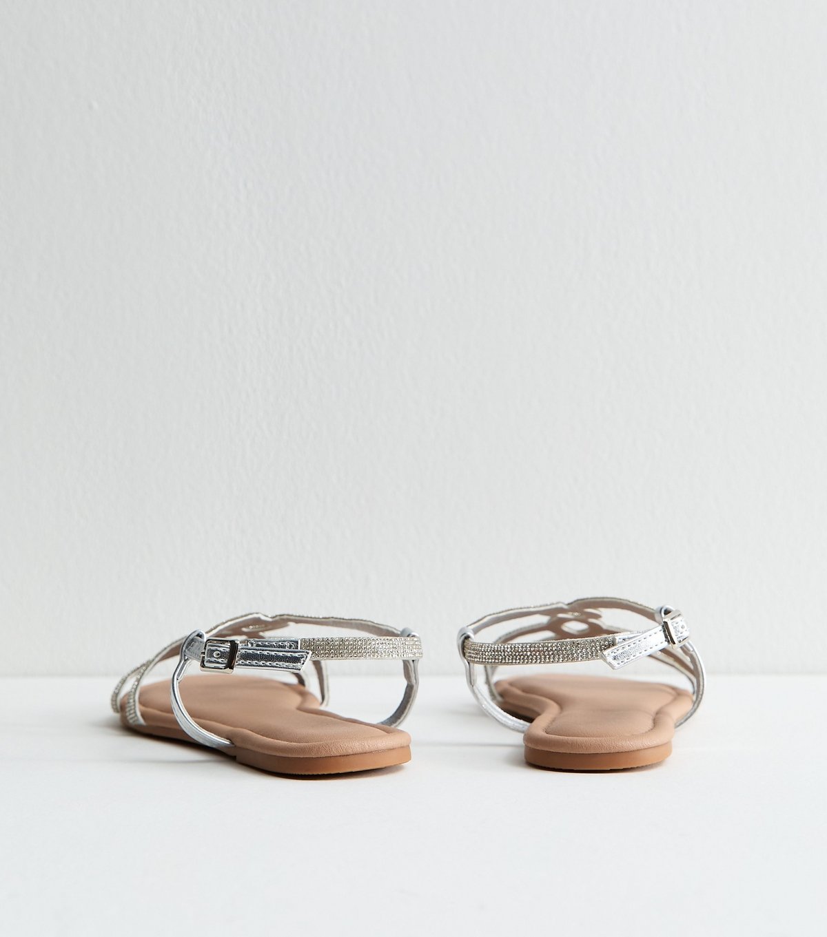 New Look Women's Silver Embellished Round Toe Sandals Vegan New Look - 4