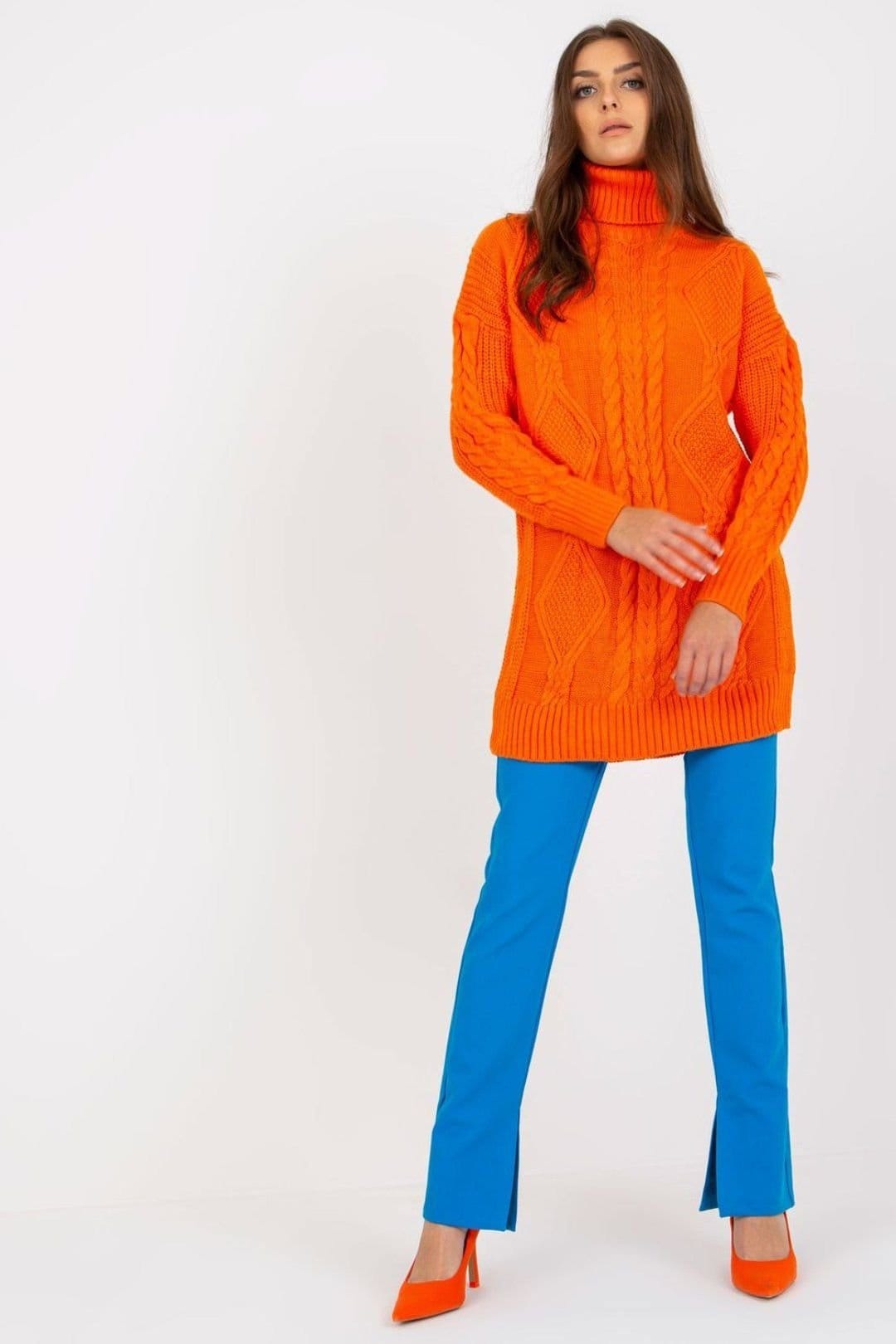 Love Lace Orange Turtleneck Sweater in Extended Cut
