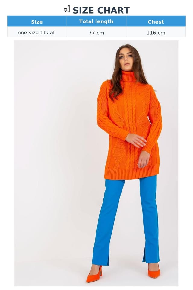 Love Lace Love Lace Women's Extended Cut Turtleneck Sweater Long Sleeve in Orange - 3