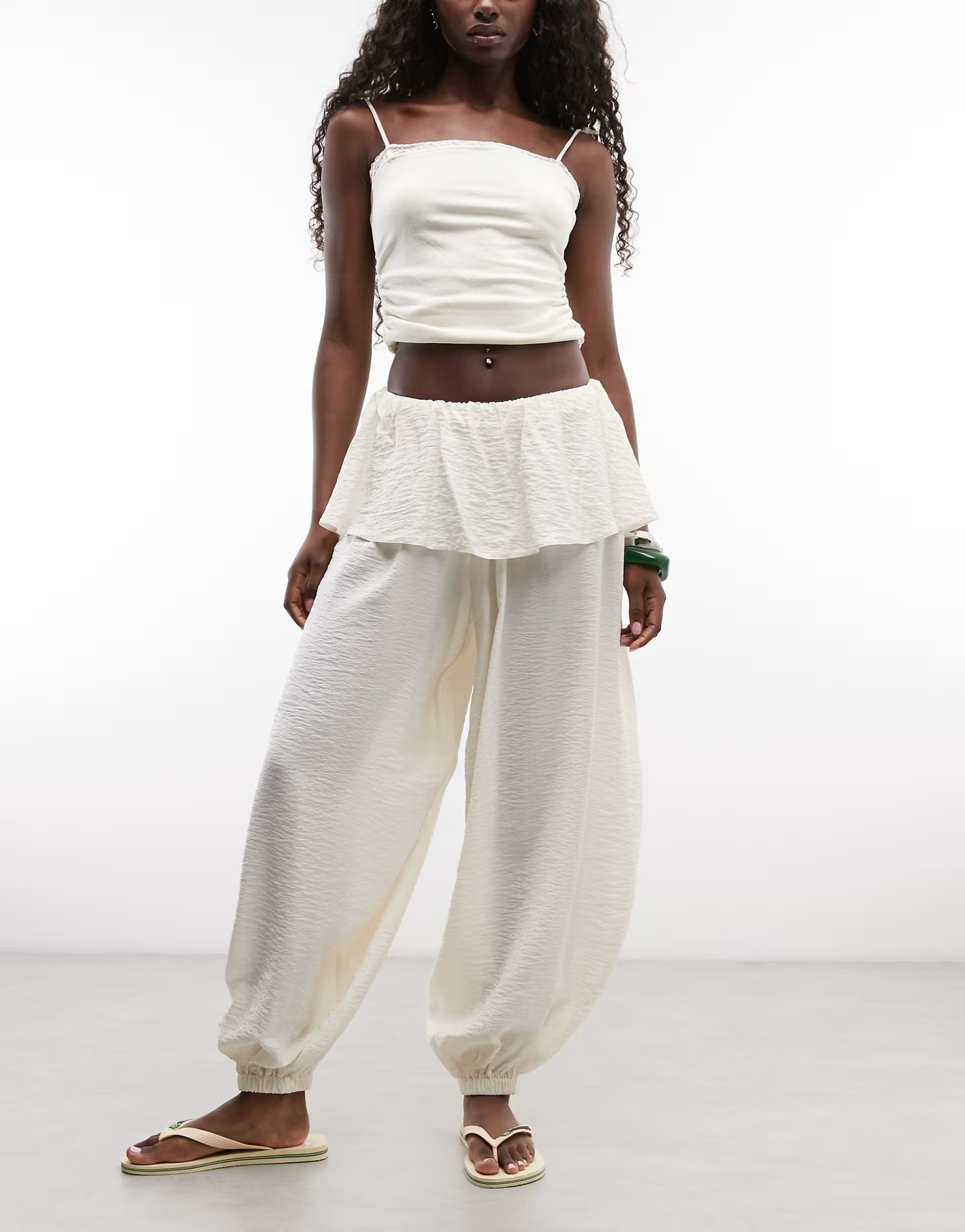 ASOS ASOS DESIGN skirt detail balloon trousers in cream