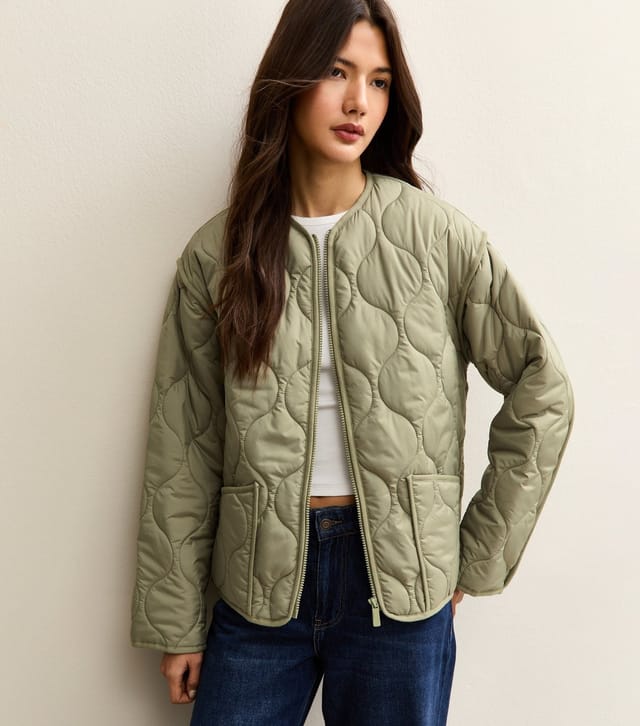 New Look Women's Light Khaki Quilted Padded Jacket New Look - 2
