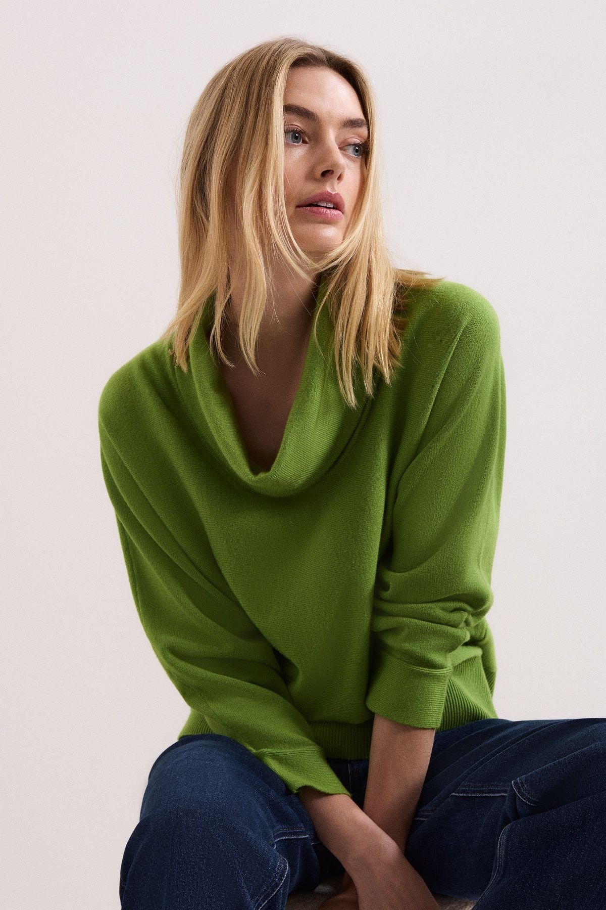 Phase Eight Phase Eight Women's Ribbed Detailing Rosalie Cowl Jumper in Lime - 4