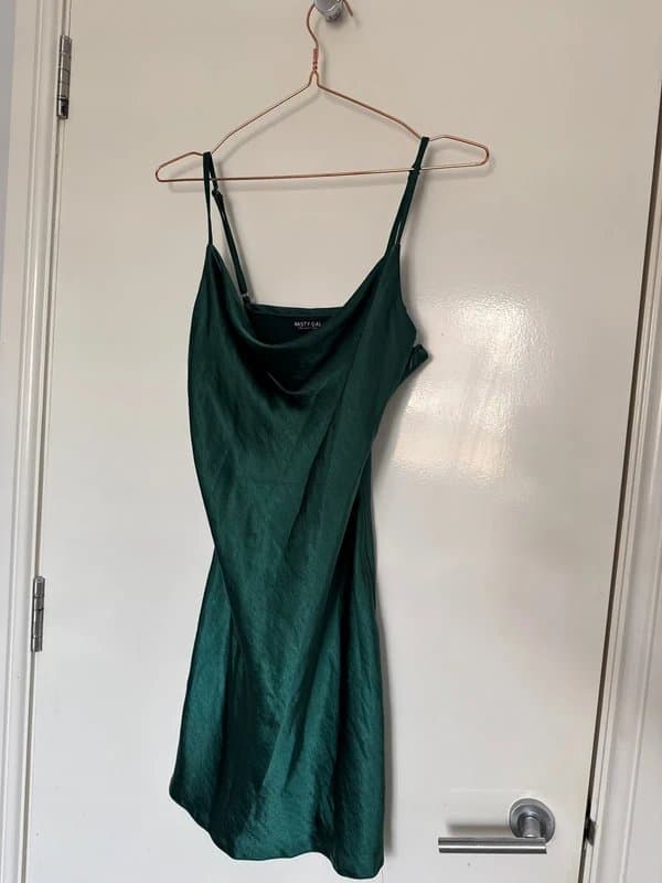 Nasty Gal Green silk look dress