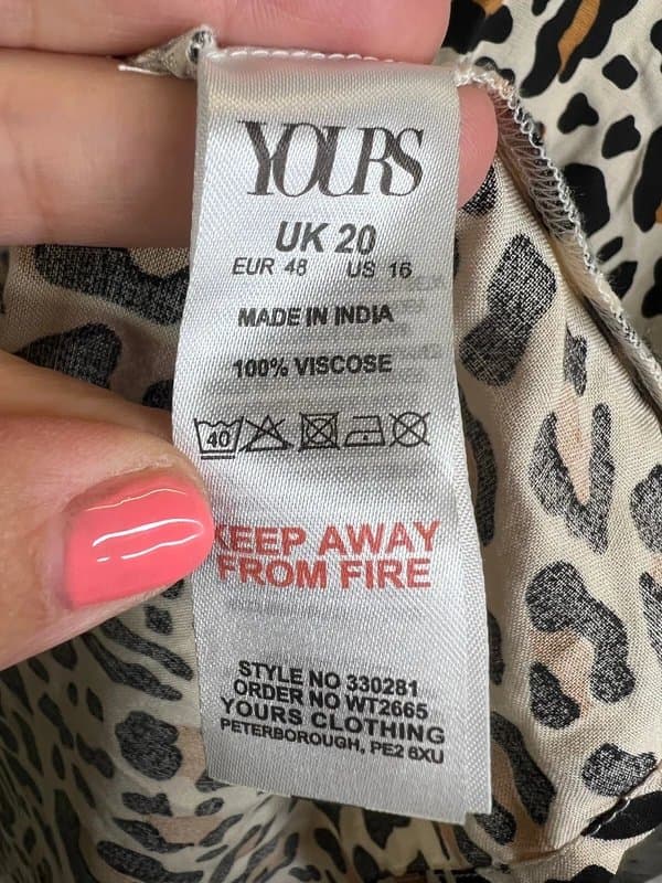 Yours Yours Womens Kimono Size UK 20 Leopard Animal Print Beach Cover Up Holiday Tie